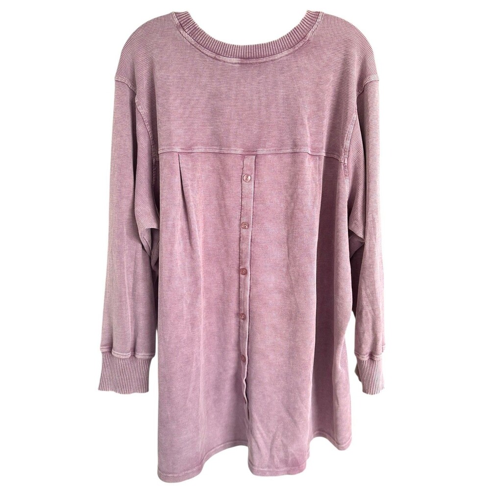 Jane & Delancey Women's Garment Dye Blouse Top Long Sleeve Plus Sz 1X Dusty Rose - Picture 2 of 8